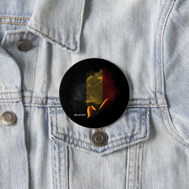 Badge Rond 7,6 Cm Drapeau de la Belgique (En situation)
