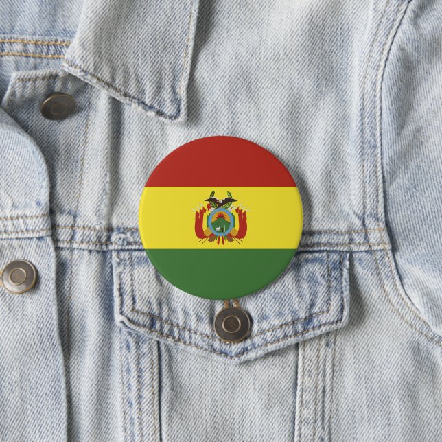 Badge Rond 7,6 Cm Drapeau de la Bolivie (En situation)