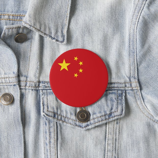 Badge Rond 7,6 Cm Drapeau de la Chine (En situation)