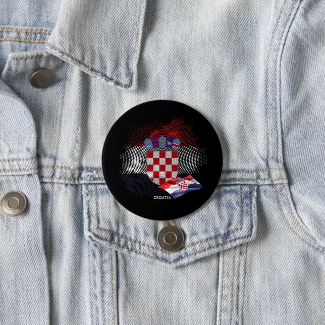 Badge Rond 7,6 Cm Drapeau de la Croatie (En situation)