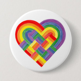 Badge Rond 7,6 Cm Drapeau de la Fierté arc-en-ciel du coeur tissé LG