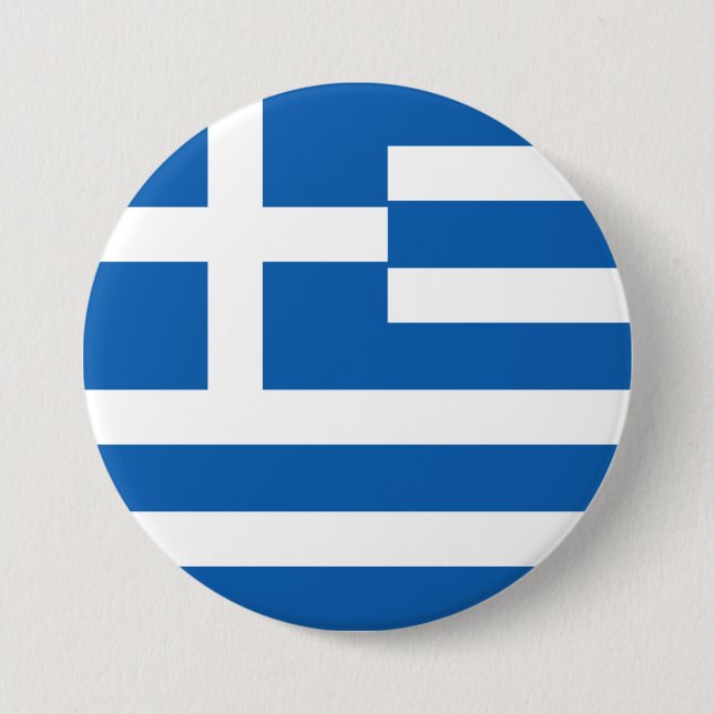 Badge Rond 7,6 Cm Drapeau de la Grèce (Devant)