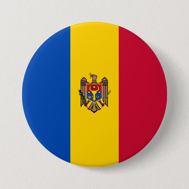 Badge Rond 7,6 Cm Drapeau de la Moldavie (Devant)