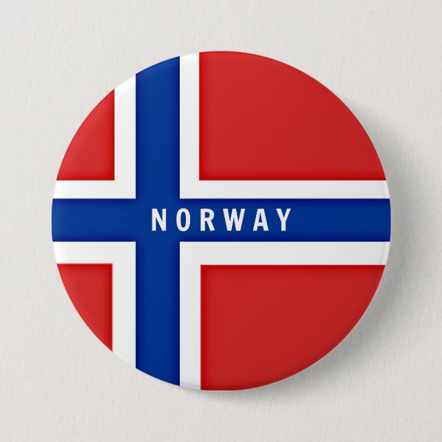Badge Rond 7,6 Cm Drapeau de la Norvège (Devant)