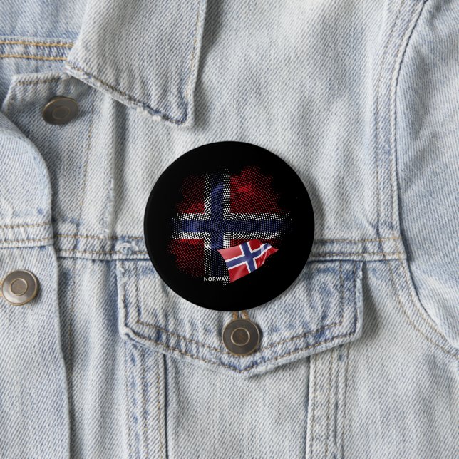 Badge Rond 7,6 Cm Drapeau de la Norvège (En situation)