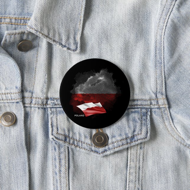 Badge Rond 7,6 Cm Drapeau de la Pologne (En situation)