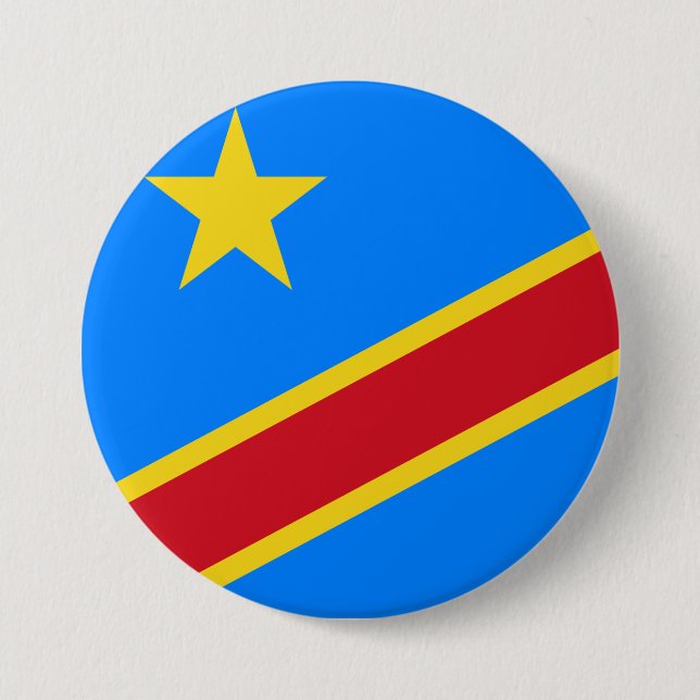Badge Rond 7,6 Cm Drapeau de la RDC (République démocratique du Cong (Devant)