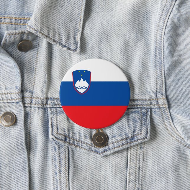 Badge Rond 7,6 Cm Drapeau de la Slovénie (En situation)