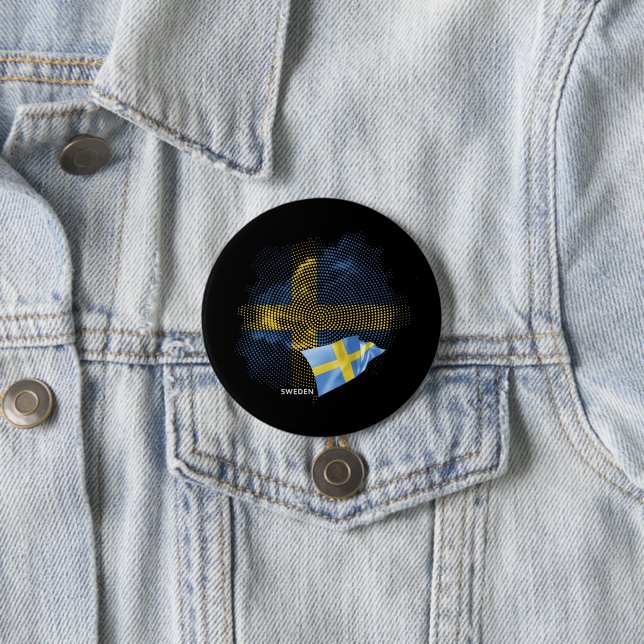 Badge Rond 7,6 Cm Drapeau de la Suède (En situation)