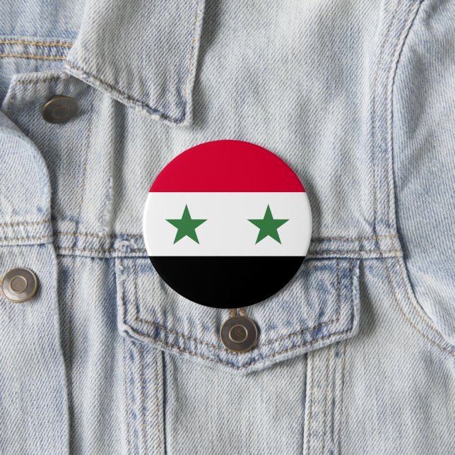 Badge Rond 7,6 Cm Drapeau de la Syrie (En situation)