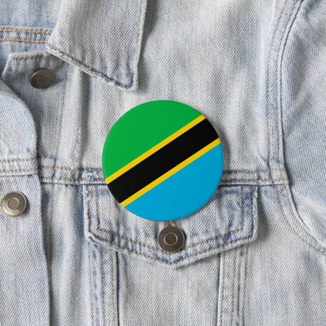 Badge Rond 7,6 Cm Drapeau de la Tanzanie (En situation)