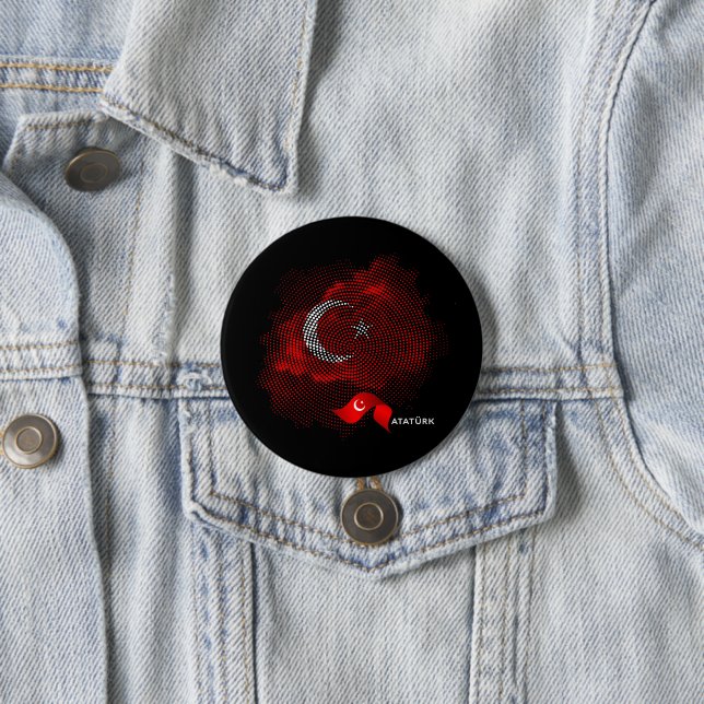 Badge Rond 7,6 Cm Drapeau de la Turquie (En situation)