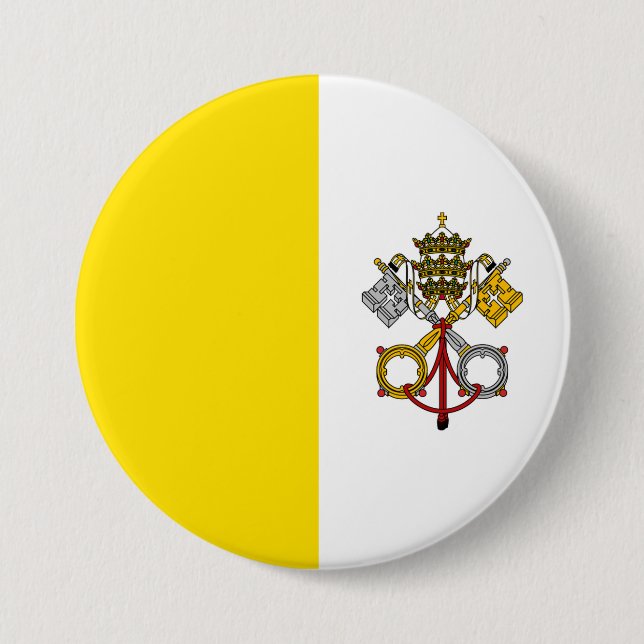 Badge Rond 7,6 Cm Drapeau de la ville du Vatican (Devant)