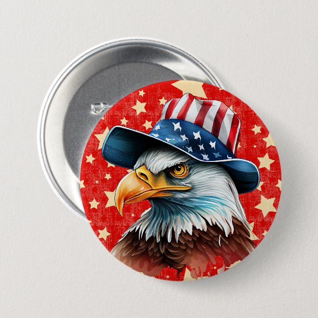 Badge Rond 7,6 Cm Drapeau de l'Aigle Américain (Devant & derrière)