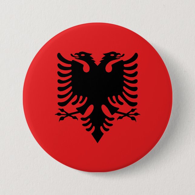 Badge Rond 7,6 Cm Drapeau de l'Albanie (Devant)