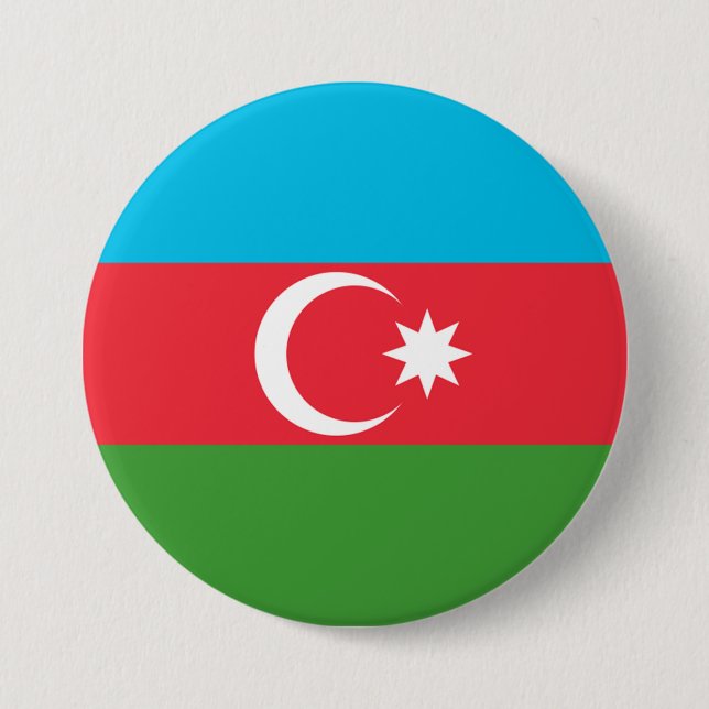Badge Rond 7,6 Cm Drapeau de l'Azerbaïdjan (Devant)