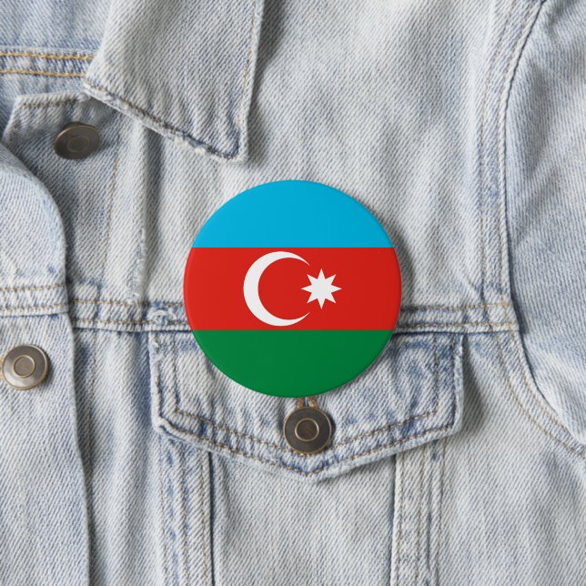 Badge Rond 7,6 Cm Drapeau de l'Azerbaïdjan (En situation)