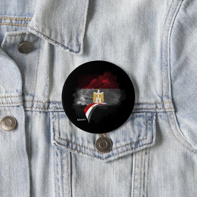 Badge Rond 7,6 Cm Drapeau de l'Égypte (En situation)