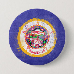 Badge Rond 7,6 Cm Drapeau de l'État du Minnesota en détresse