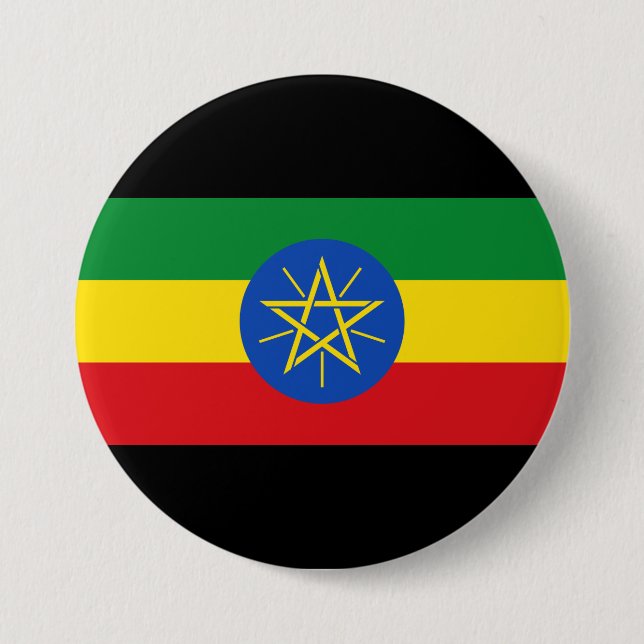 Badge Rond 7,6 Cm Drapeau de l'Éthiopie (Devant)