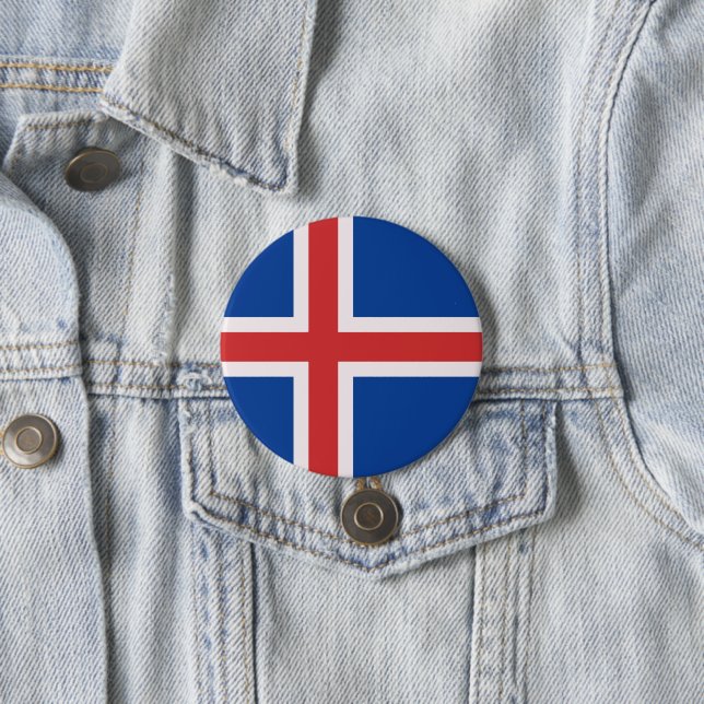 Badge Rond 7,6 Cm Drapeau de l'Islande (En situation)