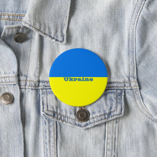 Badge Rond 7,6 Cm Drapeau de l'Ukraine (En situation)