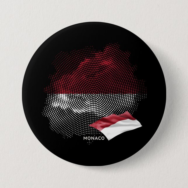 Badge Rond 7,6 Cm Drapeau de Monaco (Devant)