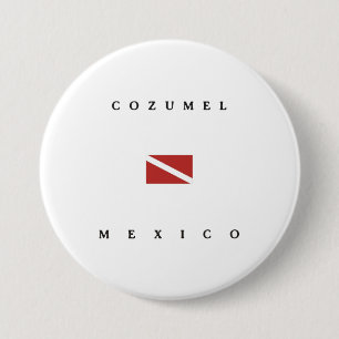 Badge Rond 7,6 Cm Drapeau de piqué de scaphandre de Cozumel Mexique