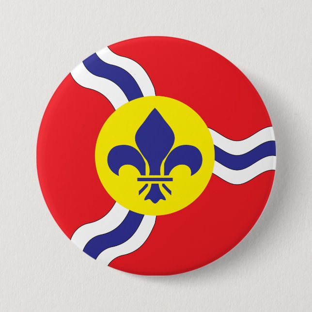 Badge Rond 7,6 Cm Drapeau de Saint-Louis (Devant)