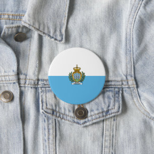 Badge Rond 7,6 Cm Drapeau de Saint-Marin