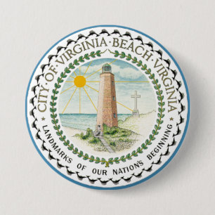 Badge Rond 7,6 Cm Drapeau de Virginia Beach, Virginie