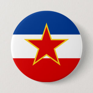 Badge Rond 7,6 Cm Drapeau de Yougoslavie