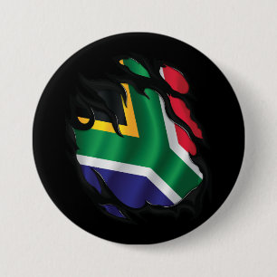 Badge Rond 7,6 Cm Drapeau déchiré d'Afrique du Sud
