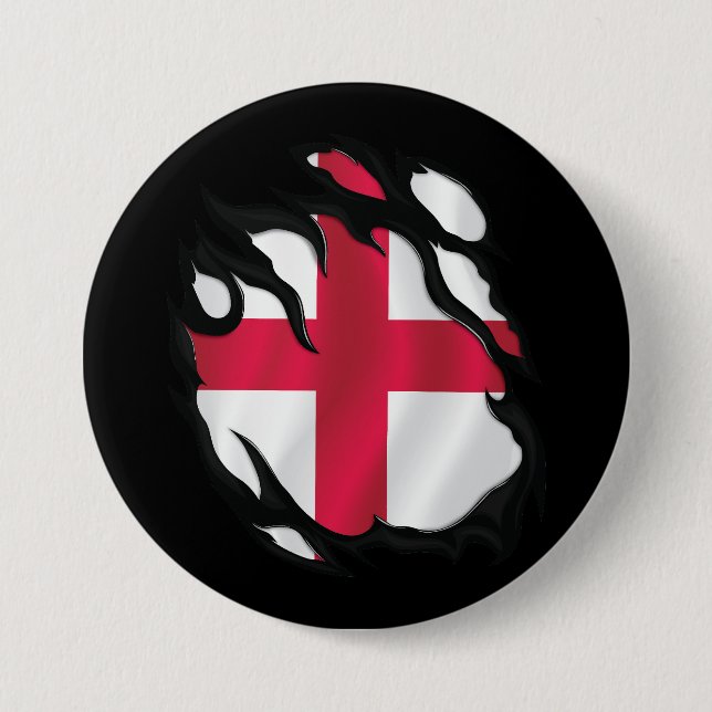 Badge Rond 7,6 Cm Drapeau déchiré d'Angleterre (Devant)