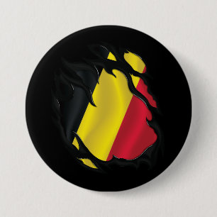 Badge Rond 7,6 Cm Drapeau déchiré de Belgique