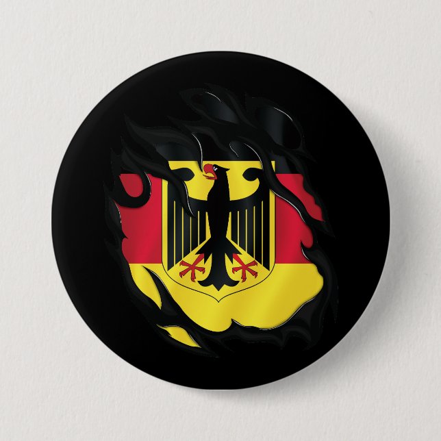Badge Rond 7,6 Cm Drapeau déchiré de l'Allemagne (Devant)