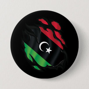 Badge Rond 7,6 Cm Drapeau déchiré de Libye