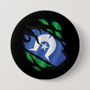 Badge Rond 7,6 Cm Drapeau déchiré des îles du détroit de Torres