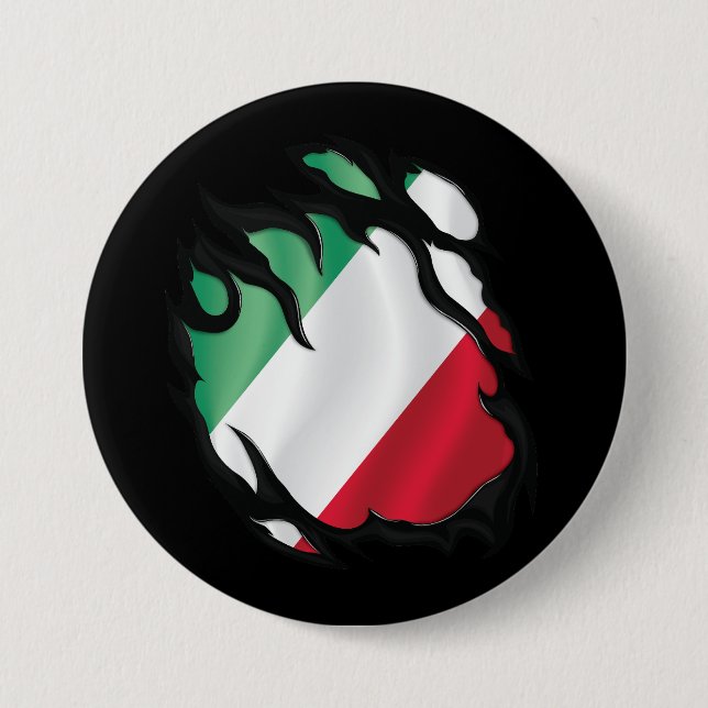 Badge Rond 7,6 Cm Drapeau déchiré en Italie (Devant)