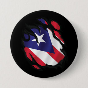 Badge Rond 7,6 Cm Drapeau déchiré Porto Rico