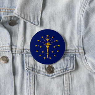 Badge Rond 7,6 Cm Drapeau d'État de l'Indiana