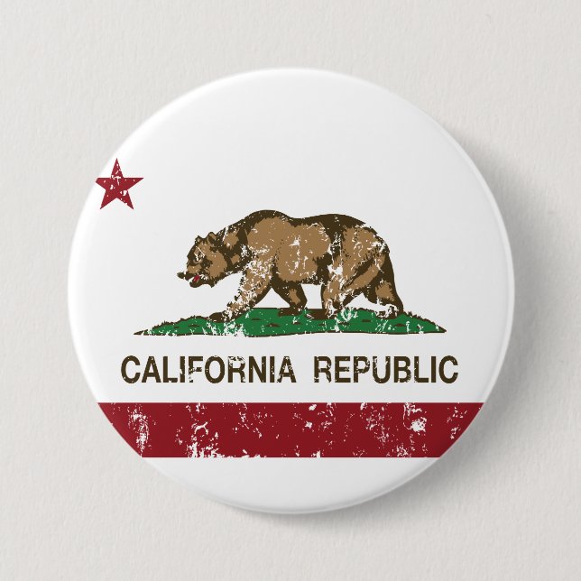 Badge Rond 7,6 Cm drapeau d'état de république de la Californie (Devant)