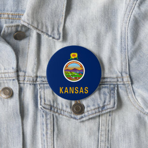 Badge Rond 7,6 Cm Drapeau d'État du Kansas