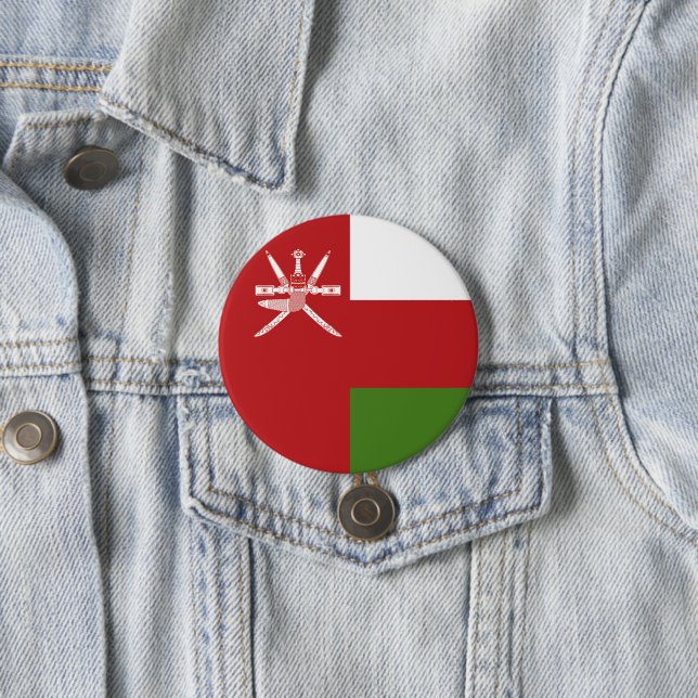 Badge Rond 7,6 Cm Drapeau d'Oman (En situation)