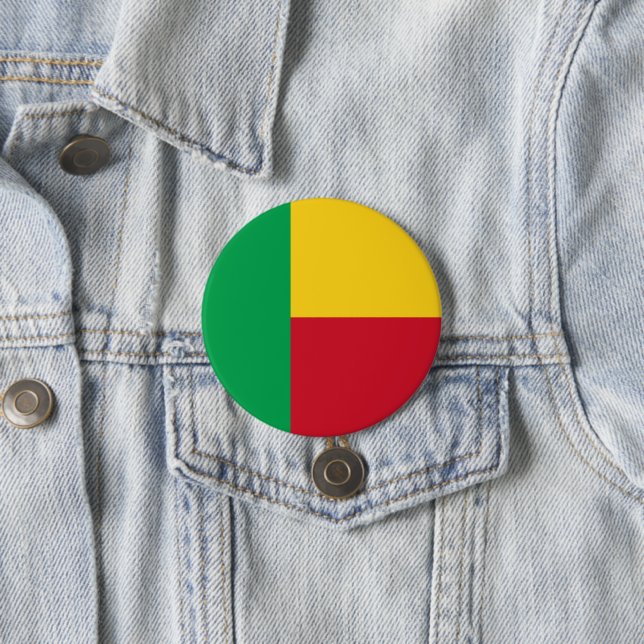 Badge Rond 7,6 Cm Drapeau du Bénin (En situation)