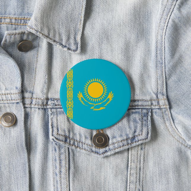 Badge Rond 7,6 Cm Drapeau du Kazakhstan (En situation)