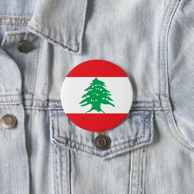 Badge Rond 7,6 Cm Drapeau du Liban (En situation)