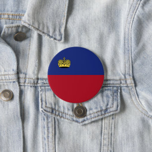 Badge Rond 7,6 Cm Drapeau du Liechtenstein