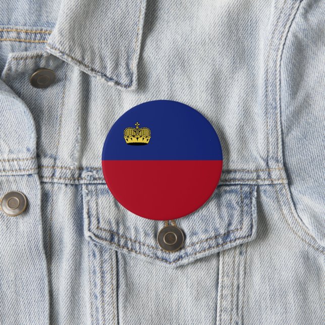Badge Rond 7,6 Cm Drapeau du Liechtenstein (En situation)