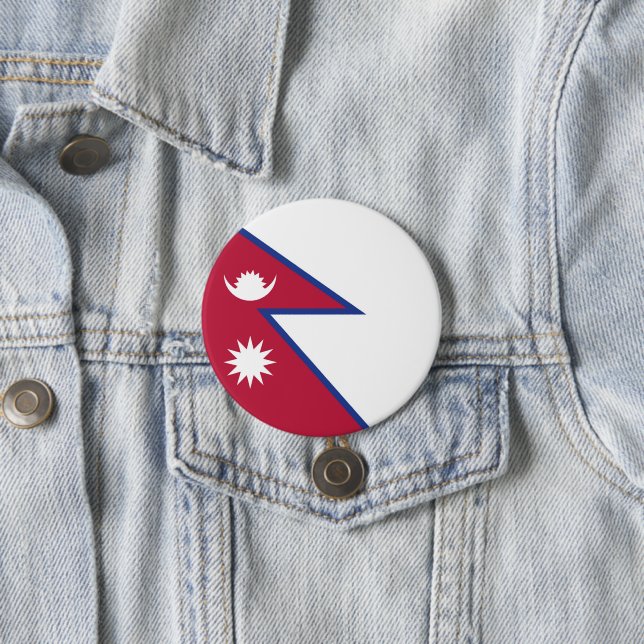 Badge Rond 7,6 Cm Drapeau du Népal (En situation)
